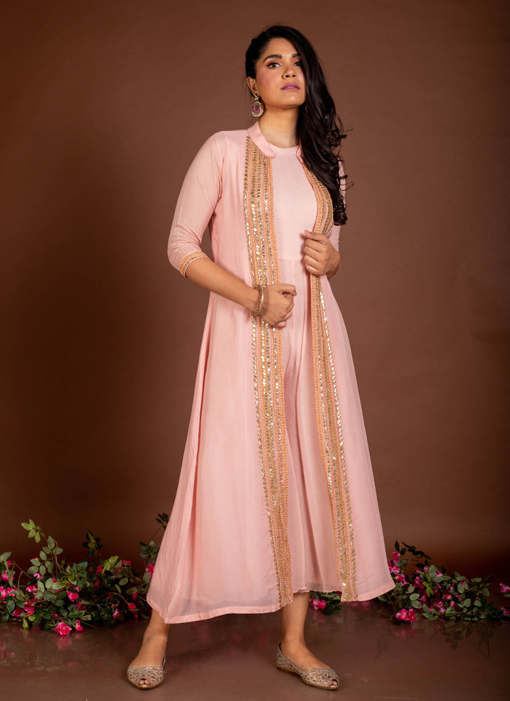 Pink Gota Jumpsuit Set
