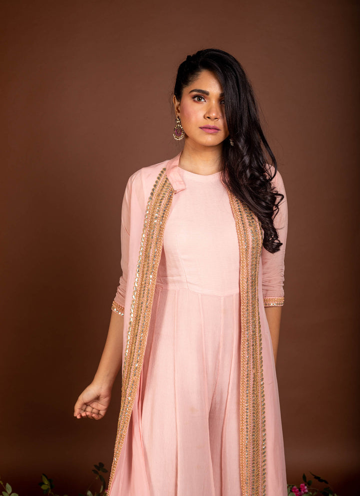 Pink Gota Jumpsuit Set