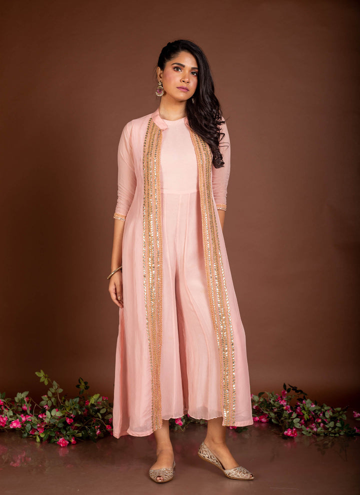 Pink Gota Jumpsuit Set