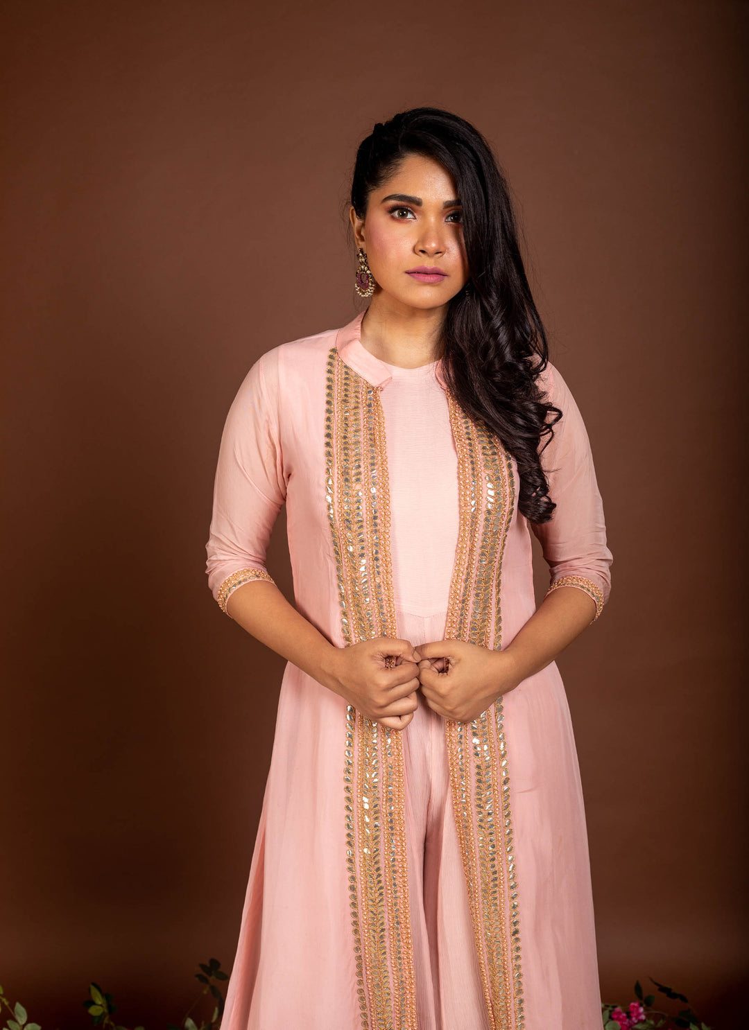 Pink Gota Jumpsuit Set
