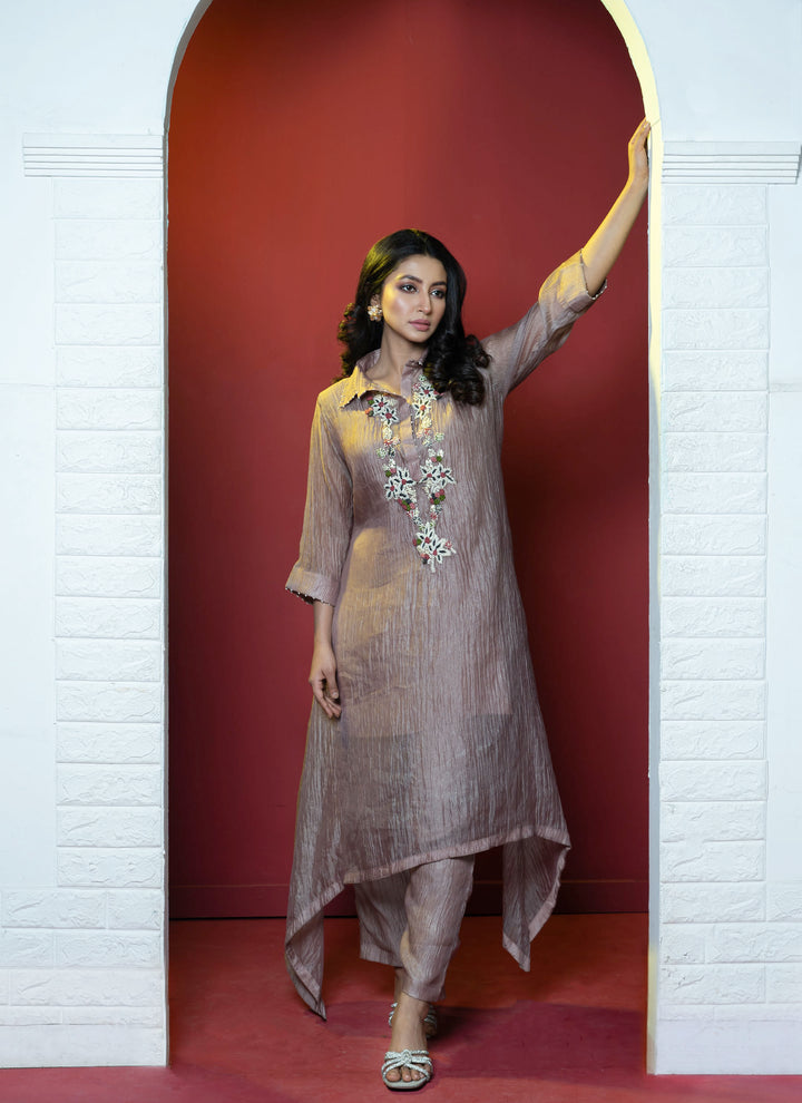 Champagne Bloom Tissue Tunic Set