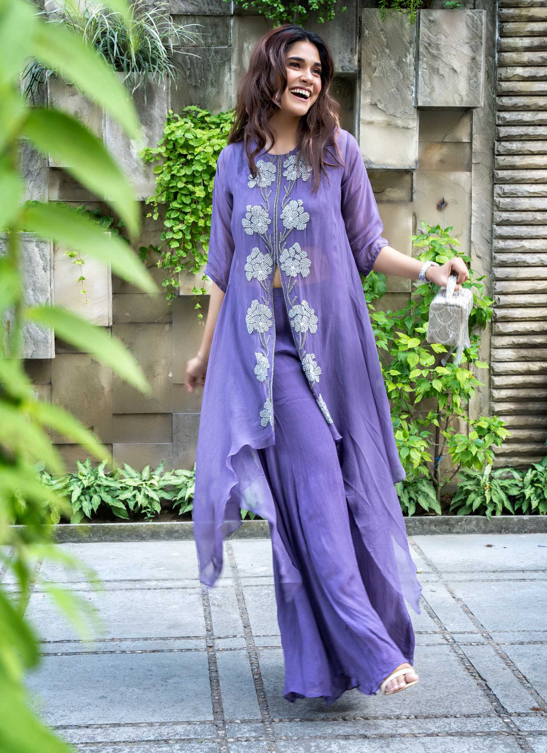 Lavender pearl asymmetrical cape set - 4