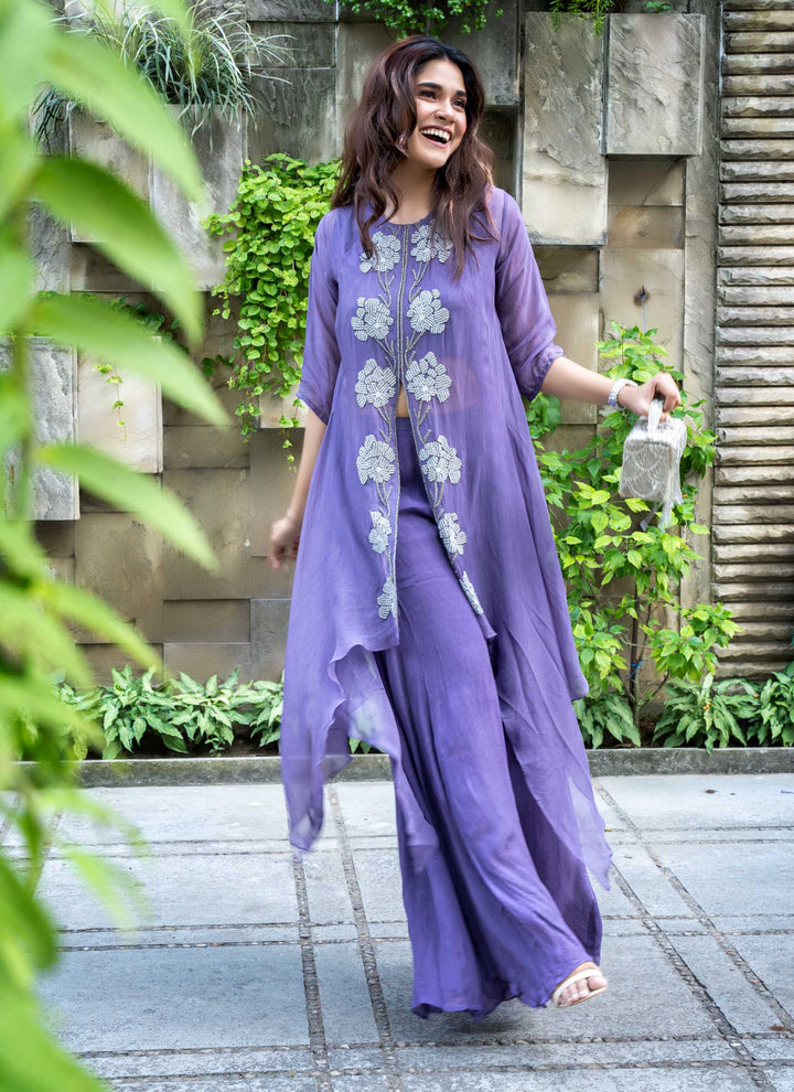 Lavender pearl asymmetrical cape set - 4