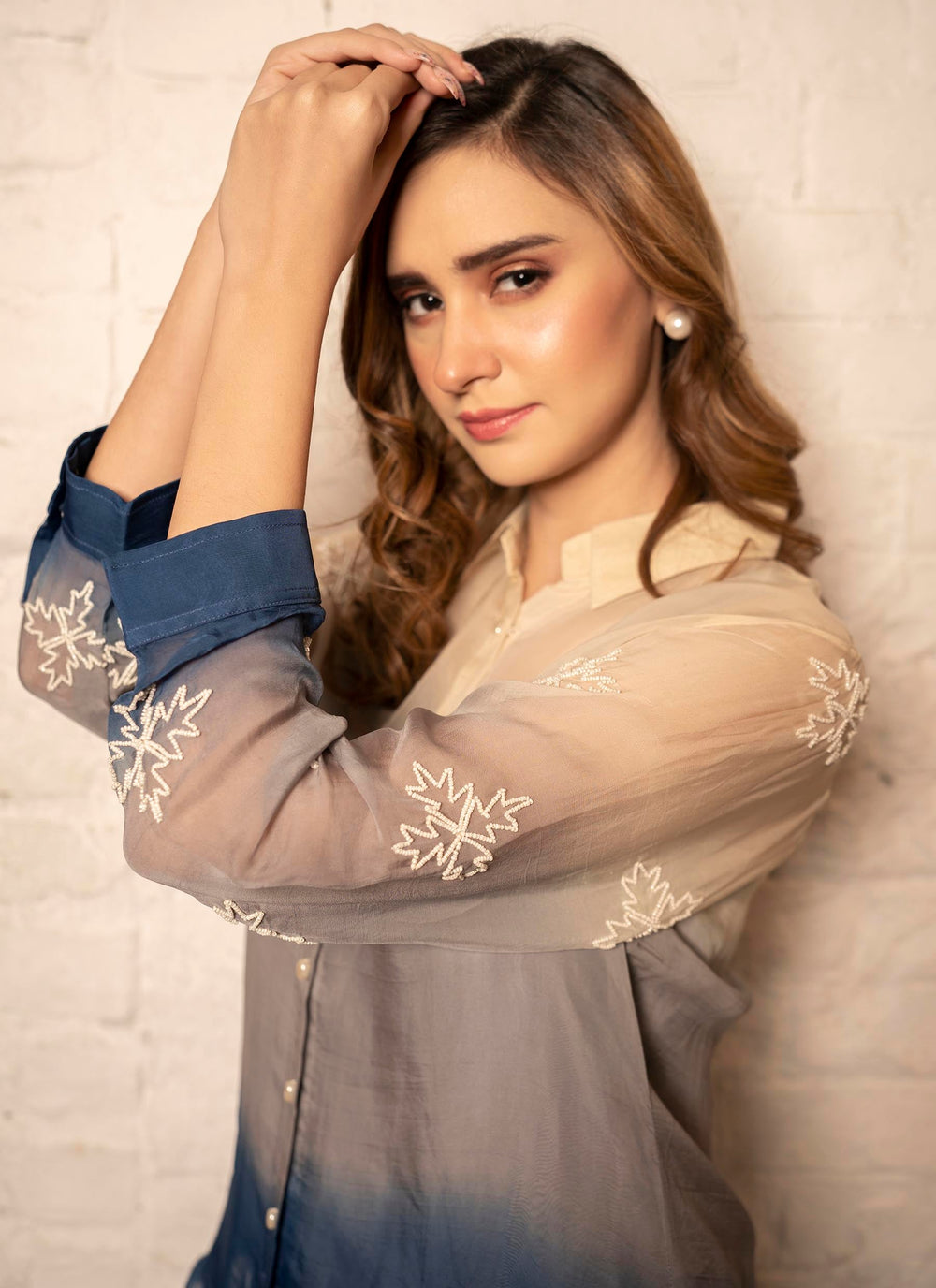 Blue, Grey And Beige Shaded Shirt - 2